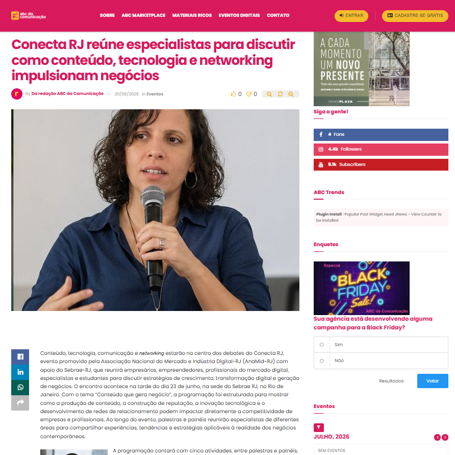 Mediação de painel no Conecta RJ: conteúdo, tecnologia e networking